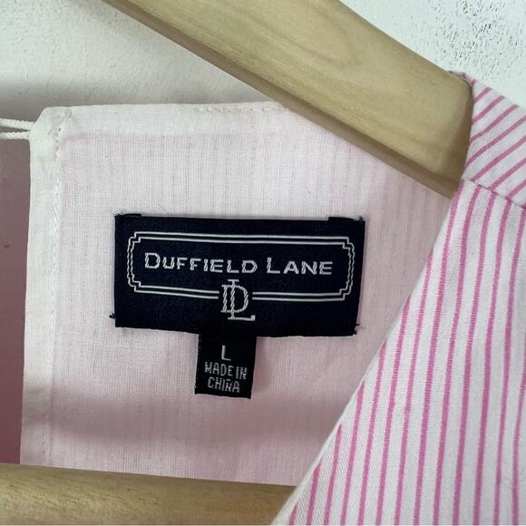 Duffield Lane Pink White Striped Adele Tiered Dress Size Large - Picture 11 of 13